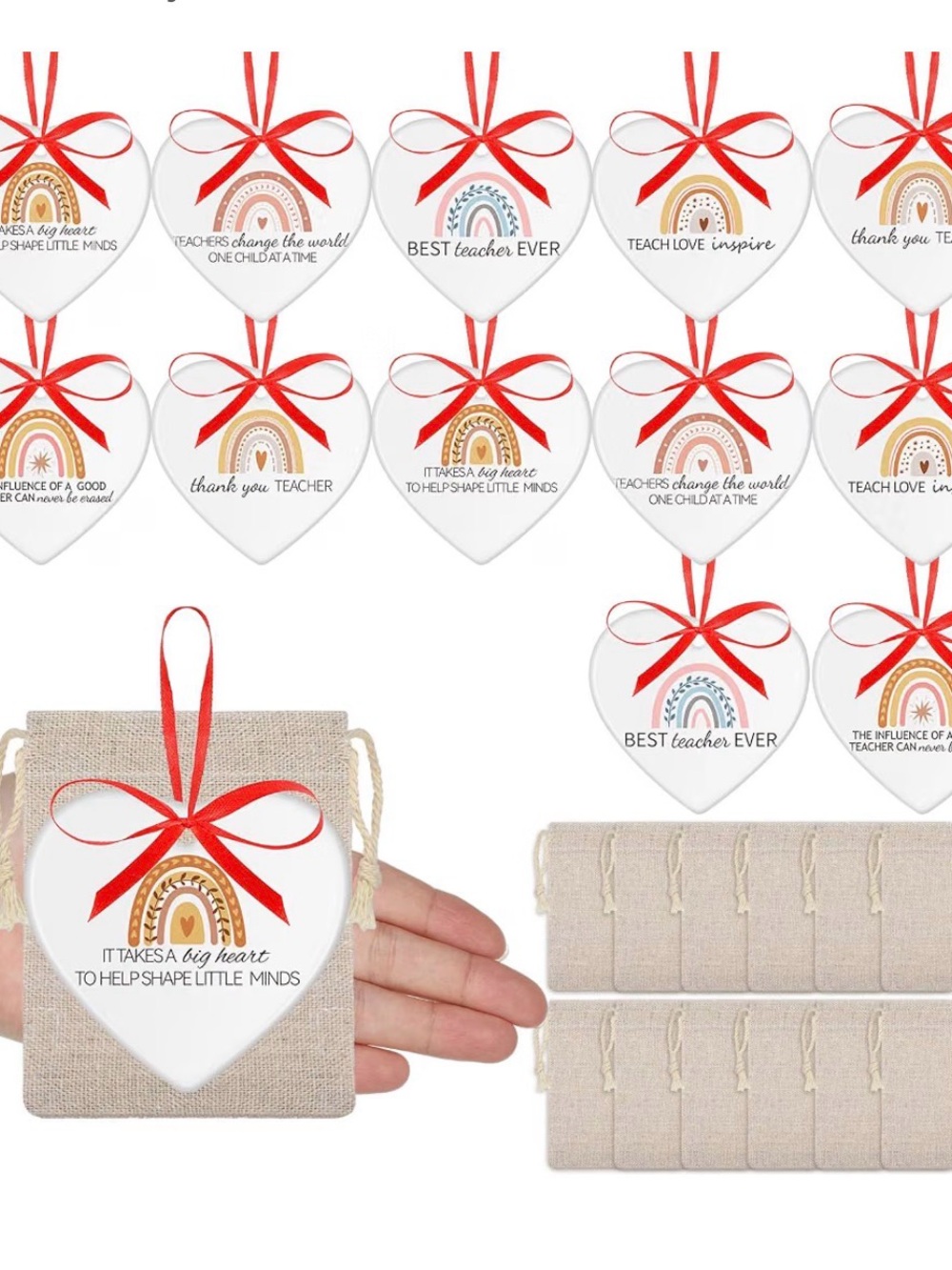 12 Set Teacher Employee Appreciation Gifts Hanging Heart
